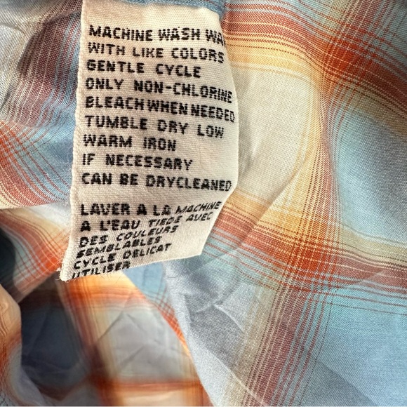 Tommy Bahama Jeans Plaid Shirt Large Blue Orange Cotton Button Down Resort - Picture 15 of 16